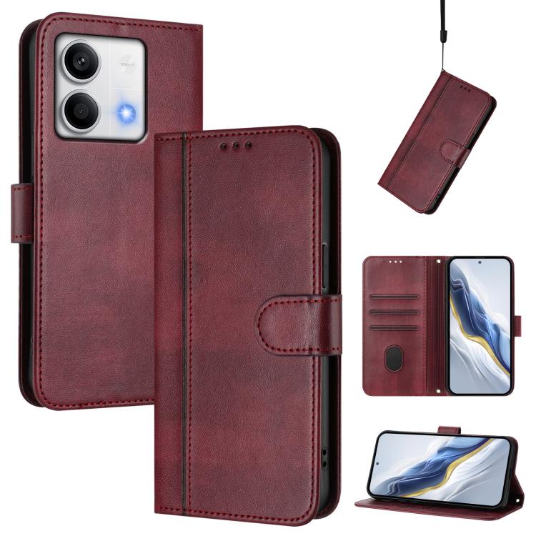 Line Splicing Buckle Retro Leather Phone Case, For Redmi 13C 5G / 4G Global, For Redmi Note 13 4G Global, For Redmi Note 13 Pro 5G Global, For Redmi Note 13 5G Global, For Redmi Note 13 Pro+ 5G Global, For Redmi 12 5G / 4G Global