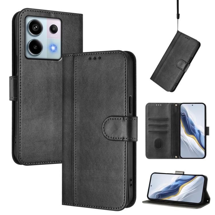 Line Splicing Buckle Retro Leather Phone Case, For Redmi 13C 5G / 4G Global, For Redmi Note 13 4G Global, For Redmi Note 13 Pro 5G Global, For Redmi Note 13 5G Global, For Redmi Note 13 Pro+ 5G Global, For Redmi 12 5G / 4G Global