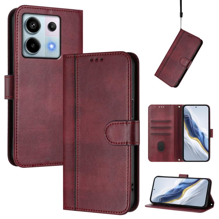 Line Splicing Buckle Retro Leather Phone Case, For Redmi 13C 5G / 4G Global, For Redmi Note 13 4G Global, For Redmi Note 13 Pro 5G Global, For Redmi Note 13 5G Global, For Redmi Note 13 Pro+ 5G Global, For Redmi 12 5G / 4G Global