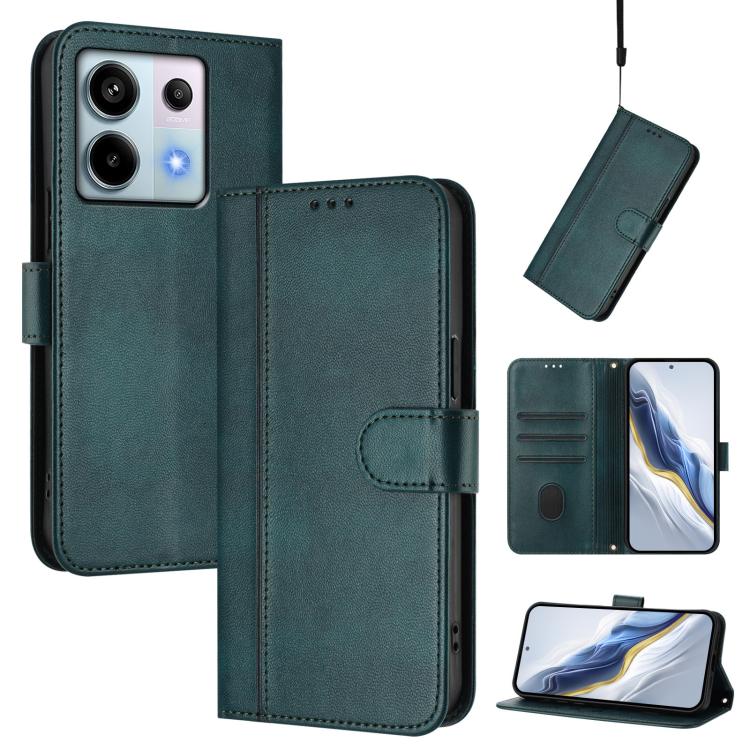 Line Splicing Buckle Retro Leather Phone Case, For Redmi 13C 5G / 4G Global, For Redmi Note 13 4G Global, For Redmi Note 13 Pro 5G Global, For Redmi Note 13 5G Global, For Redmi Note 13 Pro+ 5G Global, For Redmi 12 5G / 4G Global