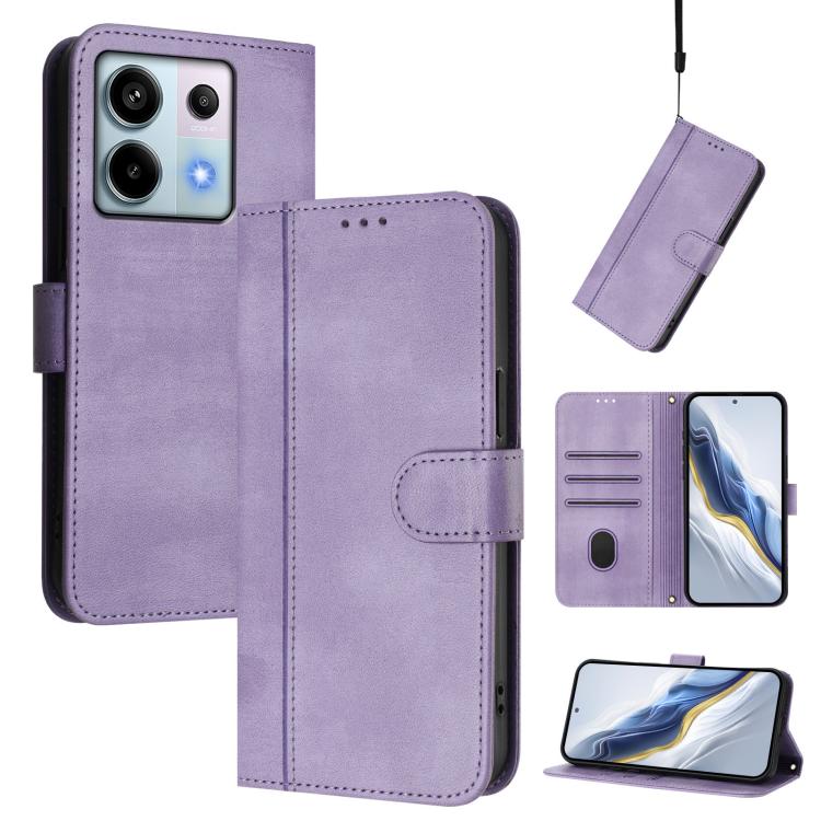 Line Splicing Buckle Retro Leather Phone Case, For Redmi 13C 5G / 4G Global, For Redmi Note 13 4G Global, For Redmi Note 13 Pro 5G Global, For Redmi Note 13 5G Global, For Redmi Note 13 Pro+ 5G Global, For Redmi 12 5G / 4G Global