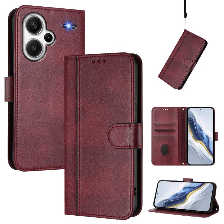 Line Splicing Buckle Retro Leather Phone Case, For Redmi 13C 5G / 4G Global, For Redmi Note 13 4G Global, For Redmi Note 13 Pro 5G Global, For Redmi Note 13 5G Global, For Redmi Note 13 Pro+ 5G Global, For Redmi 12 5G / 4G Global