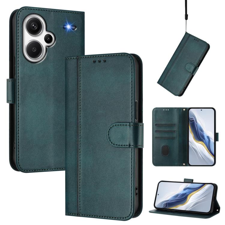Line Splicing Buckle Retro Leather Phone Case, For Redmi 13C 5G / 4G Global, For Redmi Note 13 4G Global, For Redmi Note 13 Pro 5G Global, For Redmi Note 13 5G Global, For Redmi Note 13 Pro+ 5G Global, For Redmi 12 5G / 4G Global