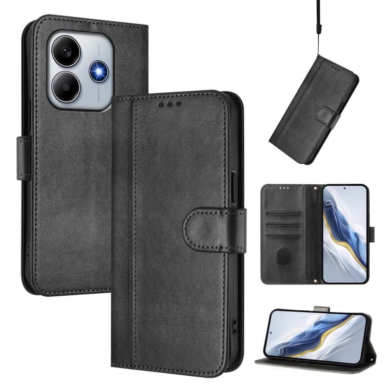 Line Splicing Buckle Retro Leather Phone Case, For Redmi Note 14 Pro 4G Global, For Redmi Note 14 4G 163.25mm, For Redmi K70 Ultra, For Redmi 13 5G / 4G Global, For Redmi A3 4G / A3x 4G, For Redmi Note 13 Pro 4G Global