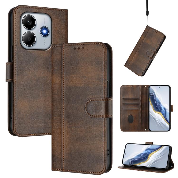 Line Splicing Buckle Retro Leather Phone Case, For Redmi 13x 4G / Xiaomi Poco M6 Plus, For Redmi A5 4G 171.7mm / Xiaomi Poco C71, For Redmi Note 14 4G 164.84mm, For Redmi Note 14 Pro 5G India / Note 14 Pro+, For Redmi Note 14 5G India                  ...