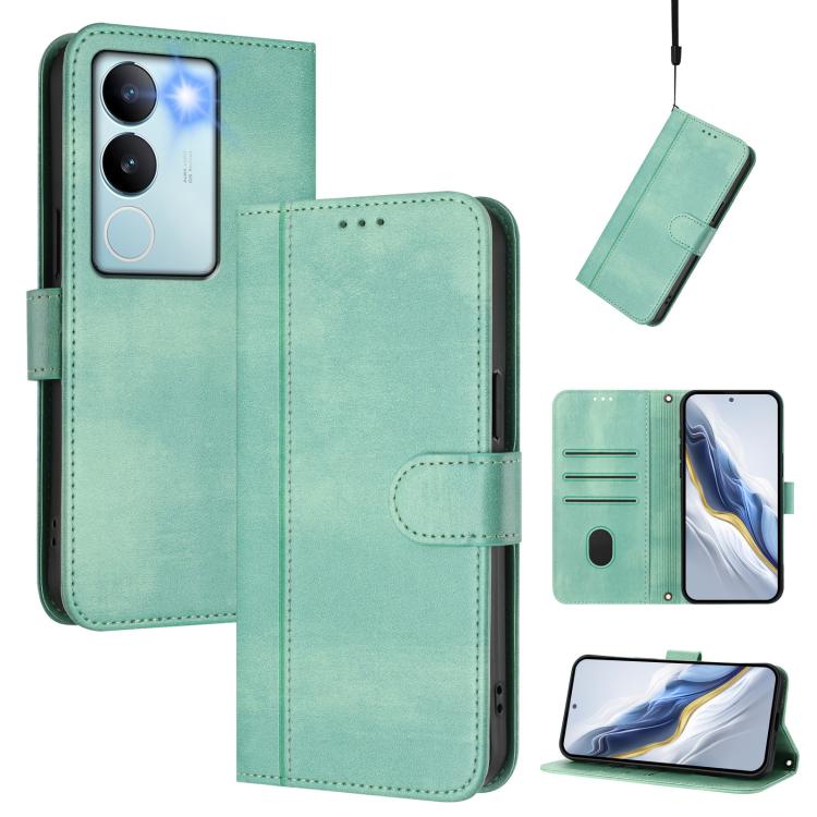 Line Splicing Buckle Retro Leather Phone Case, For vivo V29 5G Global / V29 Pro, For vivo Y17s 4G Global / Y17s 5G India, For vivo Y78+ 5G / Y78 Global / V29 Lite, For vivo Y100 5G / Y100A 5G India, For vivo Y02A 4G / Y02 4G / Y11 2023                 ...