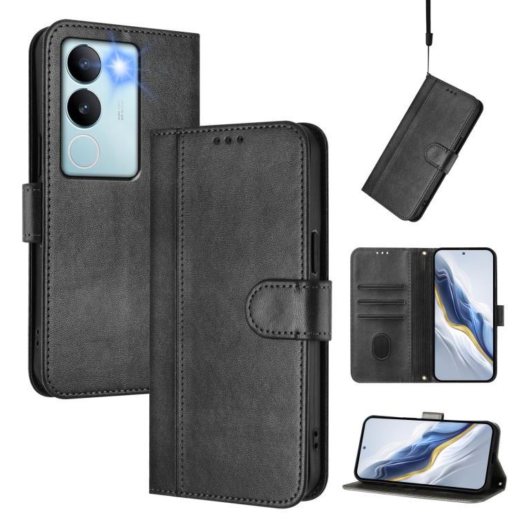 Line Splicing Buckle Retro Leather Phone Case, For vivo V29 5G Global / V29 Pro, For vivo Y17s 4G Global / Y17s 5G India, For vivo Y78+ 5G / Y78 Global / V29 Lite, For vivo Y100 5G / Y100A 5G India, For vivo Y02A 4G / Y02 4G / Y11 2023                 ...