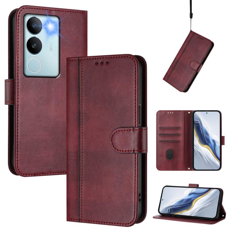 Line Splicing Buckle Retro Leather Phone Case, For vivo V29 5G Global / V29 Pro, For vivo Y17s 4G Global / Y17s 5G India, For vivo Y78+ 5G / Y78 Global / V29 Lite, For vivo Y100 5G / Y100A 5G India, For vivo Y02A 4G / Y02 4G / Y11 2023                 ...