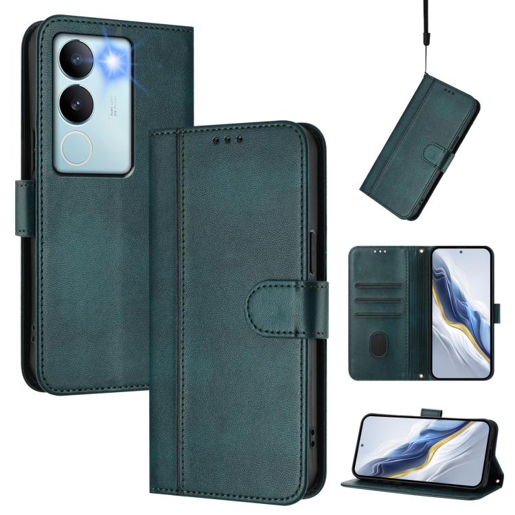 Line Splicing Buckle Retro Leather Phone Case, For vivo V29 5G Global / V29 Pro, For vivo Y17s 4G Global / Y17s 5G India, For vivo Y78+ 5G / Y78 Global / V29 Lite, For vivo Y100 5G / Y100A 5G India, For vivo Y02A 4G / Y02 4G / Y11 2023                 ...