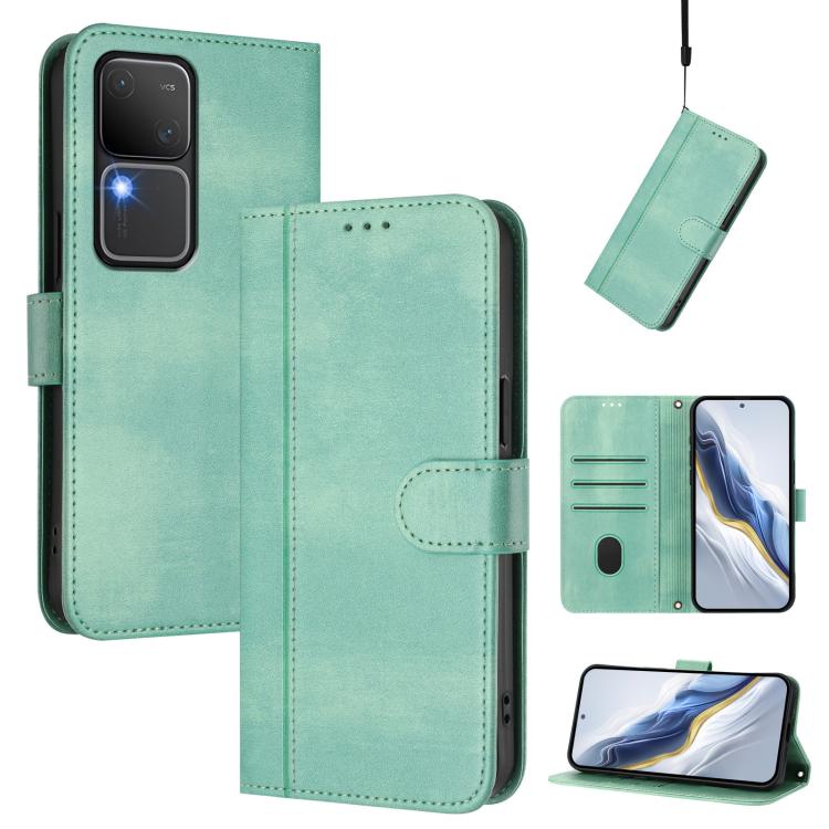 Line Splicing Buckle Retro Leather Phone Case, For vivo iQOO Z9x, For vivo Y20 / Y20i / Y20s / Y11s / Y12s, For vivo iQOO Z9 5G / iQOO Z9 Turbo 5G, For vivo V30 5G / V30 Pro 5G Global, For vivo V29e 5G / V30 Lite 5G Global                              ...