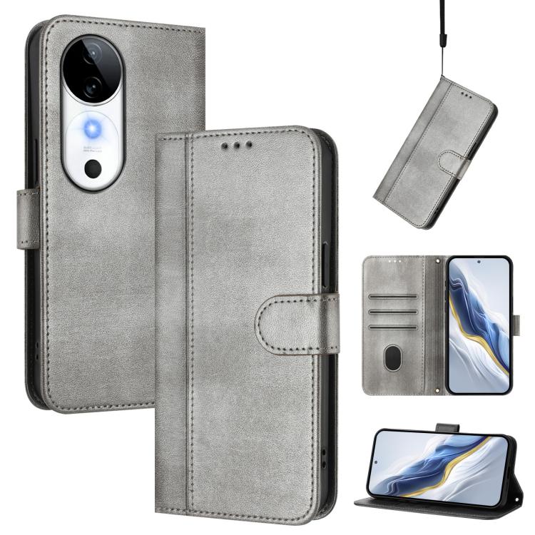 Line Splicing Buckle Retro Leather Phone Case, For vivo Y03 4G / Y18 4G Global, For vivo V30E 5G Global / V40 Lite 5G, For vivo S19, For vivo Y28 4G Global, For vivo X100s 5G, For vivo Y38 5G / T3x 5G Global