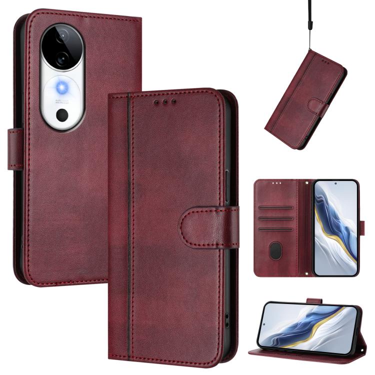 Line Splicing Buckle Retro Leather Phone Case, For vivo Y03 4G / Y18 4G Global, For vivo V30E 5G Global / V40 Lite 5G, For vivo S19, For vivo Y28 4G Global, For vivo X100s 5G, For vivo Y38 5G / T3x 5G Global