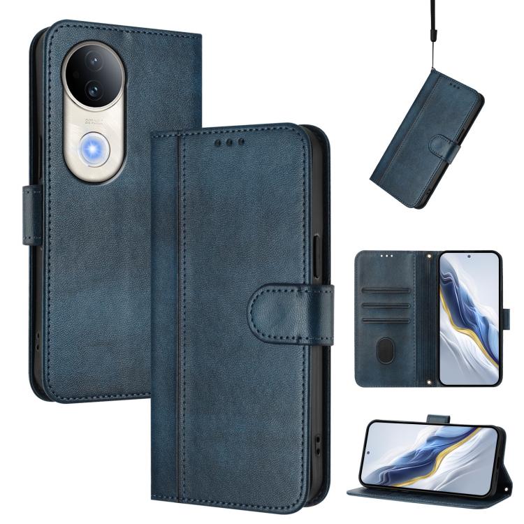 Line Splicing Buckle Retro Leather Phone Case, For vivo Y29 4G Global, For vivo V50 5G Global, For vivo S20 5G, For vivo S20 Pro 5G, For vivo V40 Lite 5G IDN / Y300 5G Global, For vivo V40 Lite 4G IDN / Y300 5G IDN