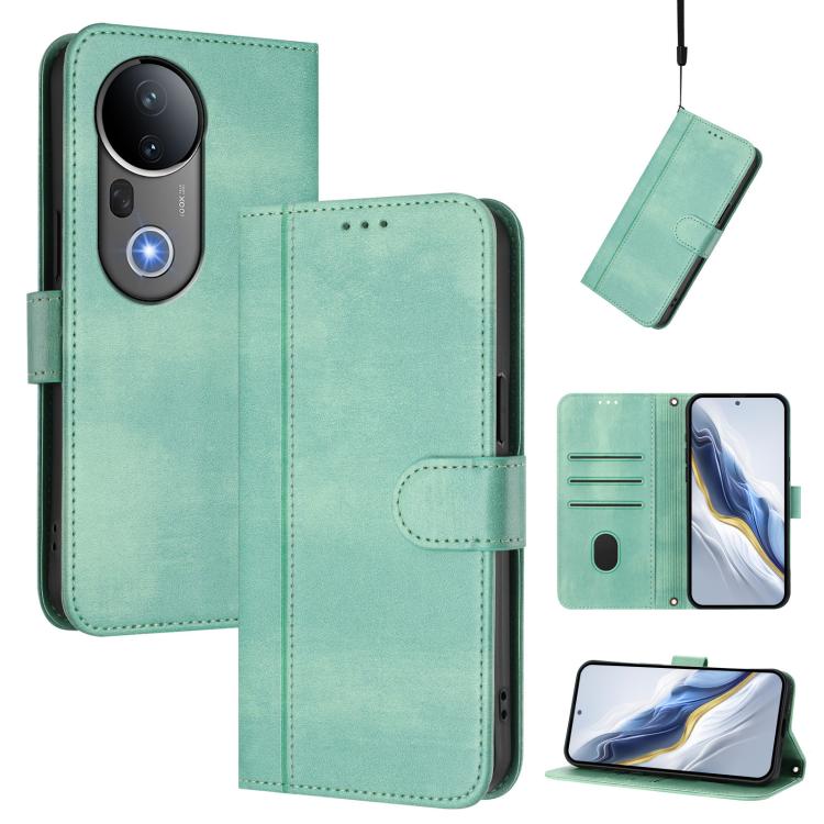 Line Splicing Buckle Retro Leather Phone Case, For vivo Y29 4G Global, For vivo V50 5G Global, For vivo S20 5G, For vivo S20 Pro 5G, For vivo V40 Lite 5G IDN / Y300 5G Global, For vivo V40 Lite 4G IDN / Y300 5G IDN