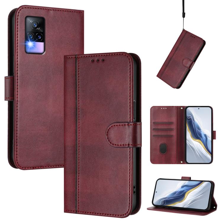 Line Splicing Buckle Retro Leather Phone Case, For vivo Y76 5G, For vivo Y73 2021, For vivo Y52s 5G / iQOO U3 / Y31s 5G, For vivo Y31 4G 2021 India / Y51A 2021, For vivo Y70s, For vivo Y30 4G Global