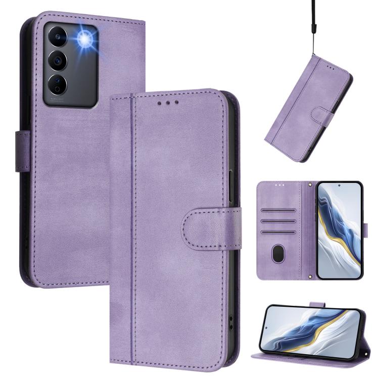 Line Splicing Buckle Retro Leather Phone Case, For vivo V27 5G / V27 Pro 5G Global, For vivo V27e 4G / T2 4G Global, For vivo Y72 5G / Y52 5G / iQOO Z3, For vivo Y35 4G / Y22s 4G / Y22 4G Global, For vivo Y55s 5G 2023 / Y30 5G                          ...