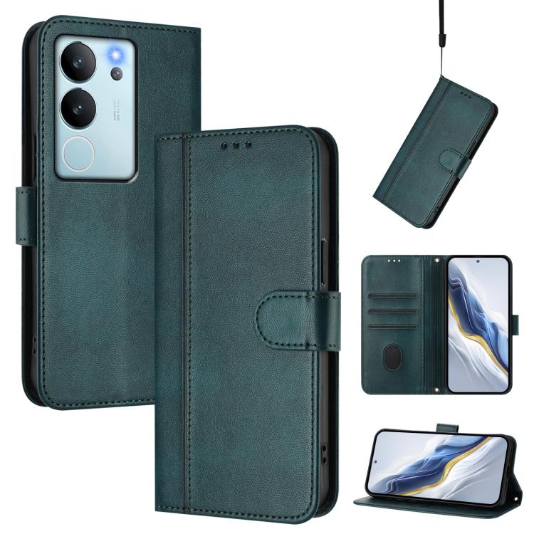 Line Splicing Buckle Retro Leather Phone Case, For vivo iQOO Z9x, For vivo Y20 / Y20i / Y20s / Y11s / Y12s, For vivo iQOO Z9 5G / iQOO Z9 Turbo 5G, For vivo V30 5G / V30 Pro 5G Global, For vivo V29e 5G / V30 Lite 5G Global                              ...