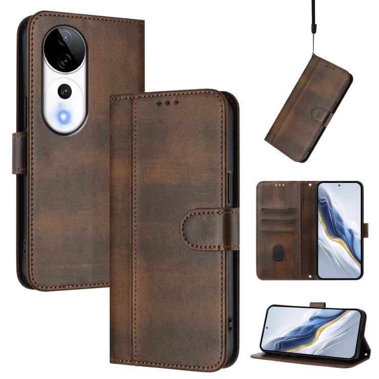 Line Splicing Buckle Retro Leather Phone Case, For vivo Y19s 4G Global, For vivo X200 Pro mini, For vivo Y100 5G IDN / T3 5G IDN, For vivo V40e 5G India / iQOO Z9s 5G, For vivo V40 5G / V40 Pro 5G Global, For vivo iQOO Z9s Pro 5G / T3 Pro 5G India