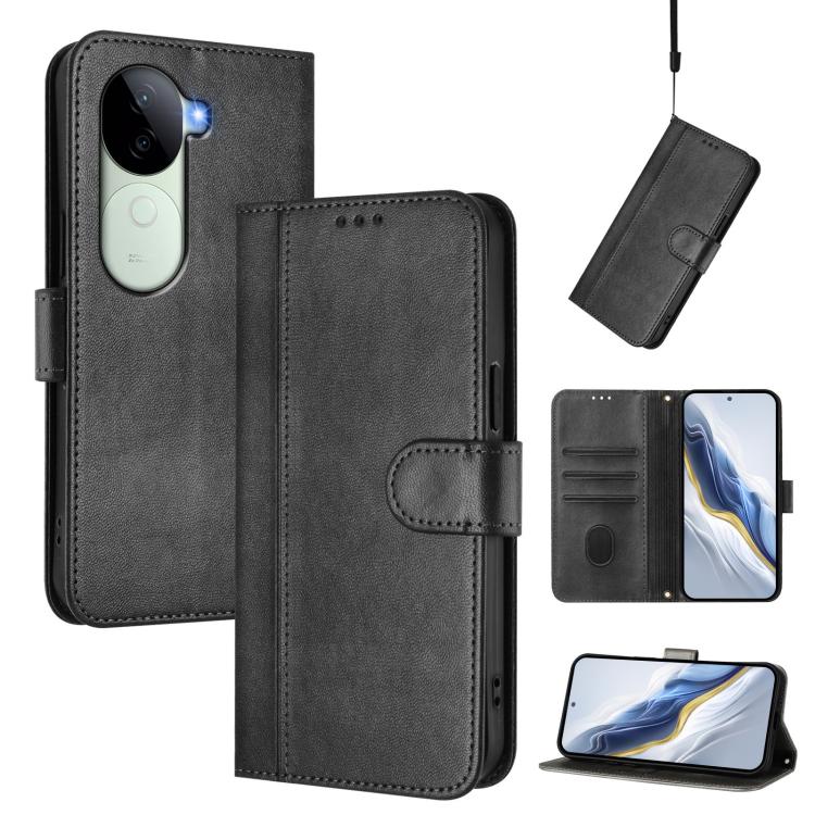 Line Splicing Buckle Retro Leather Phone Case, For vivo Y19s 4G Global, For vivo X200 Pro mini, For vivo Y100 5G IDN / T3 5G IDN, For vivo V40e 5G India / iQOO Z9s 5G, For vivo V40 5G / V40 Pro 5G Global, For vivo iQOO Z9s Pro 5G / T3 Pro 5G India