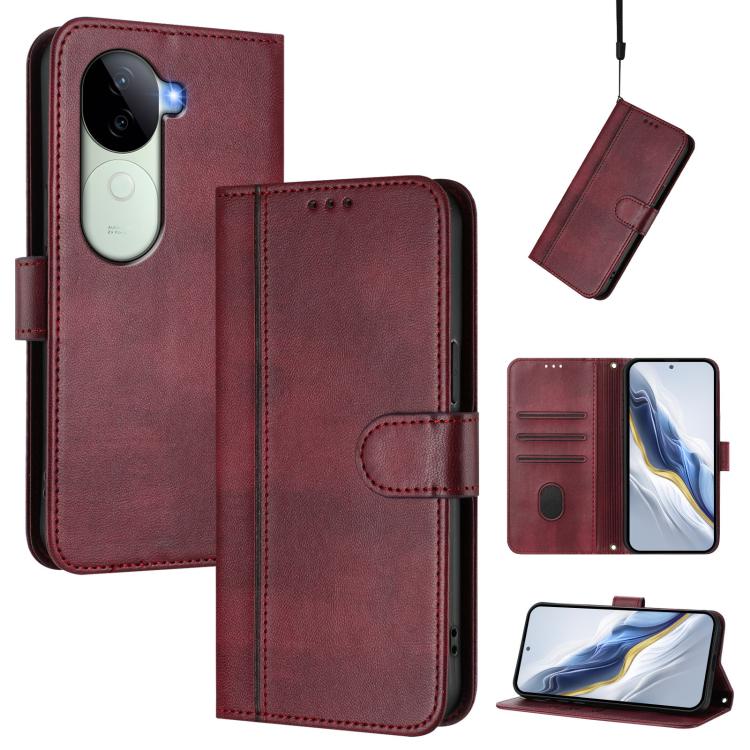 Line Splicing Buckle Retro Leather Phone Case, For vivo Y19s 4G Global, For vivo X200 Pro mini, For vivo Y100 5G IDN / T3 5G IDN, For vivo V40e 5G India / iQOO Z9s 5G, For vivo V40 5G / V40 Pro 5G Global, For vivo iQOO Z9s Pro 5G / T3 Pro 5G India