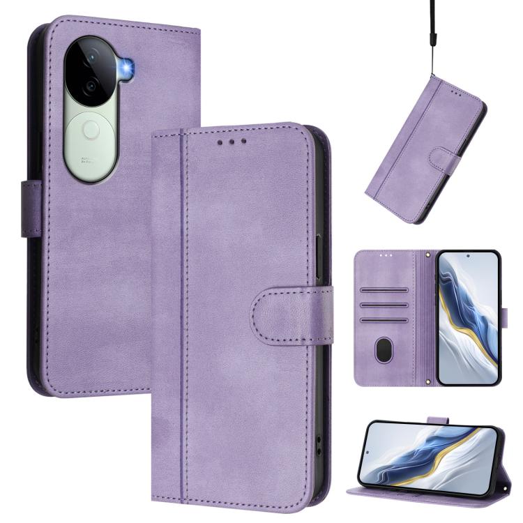 Line Splicing Buckle Retro Leather Phone Case, For vivo Y19s 4G Global, For vivo X200 Pro mini, For vivo Y100 5G IDN / T3 5G IDN, For vivo V40e 5G India / iQOO Z9s 5G, For vivo V40 5G / V40 Pro 5G Global, For vivo iQOO Z9s Pro 5G / T3 Pro 5G India