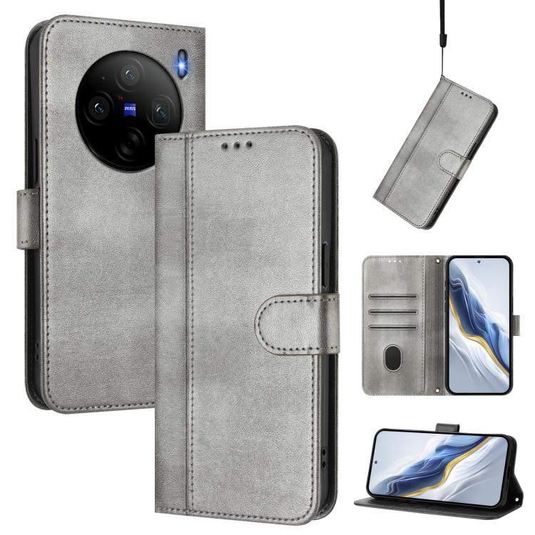 Line Splicing Buckle Retro Leather Phone Case, For vivo Y03 4G / Y18 4G Global, For vivo V30E 5G Global / V40 Lite 5G, For vivo S19, For vivo Y28 4G Global, For vivo X100s 5G, For vivo Y38 5G / T3x 5G Global