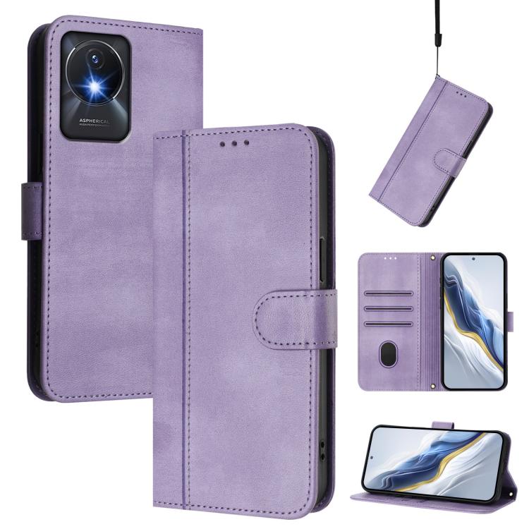 Line Splicing Buckle Retro Leather Phone Case, For vivo V29 5G Global / V29 Pro, For vivo Y17s 4G Global / Y17s 5G India, For vivo Y78+ 5G / Y78 Global / V29 Lite, For vivo Y100 5G / Y100A 5G India, For vivo Y02A 4G / Y02 4G / Y11 2023                 ...