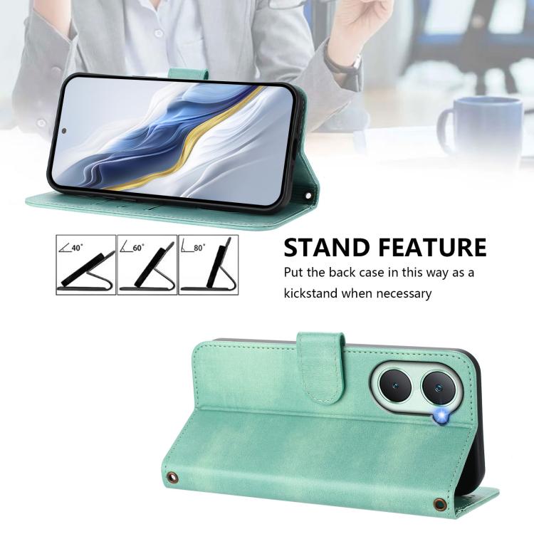 Line Splicing Buckle Retro Leather Phone Case, For vivo Y03 4G / Y18 4G Global, For vivo V30E 5G Global / V40 Lite 5G, For vivo S19, For vivo Y28 4G Global, For vivo X100s 5G, For vivo Y38 5G / T3x 5G Global