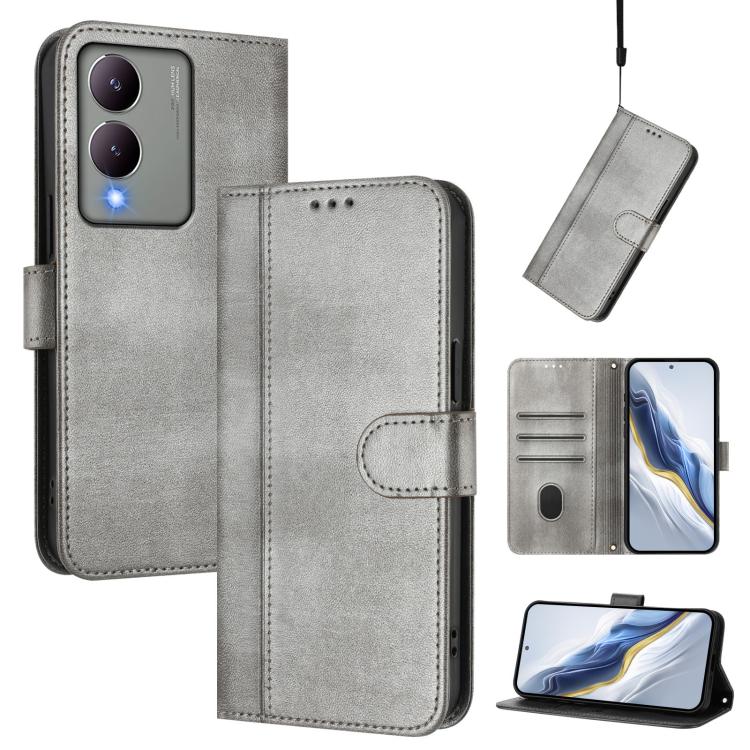 Line Splicing Buckle Retro Leather Phone Case, For vivo V29 5G Global / V29 Pro, For vivo Y17s 4G Global / Y17s 5G India, For vivo Y78+ 5G / Y78 Global / V29 Lite, For vivo Y100 5G / Y100A 5G India, For vivo Y02A 4G / Y02 4G / Y11 2023                 ...