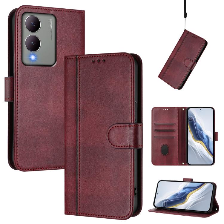 Line Splicing Buckle Retro Leather Phone Case, For vivo V29 5G Global / V29 Pro, For vivo Y17s 4G Global / Y17s 5G India, For vivo Y78+ 5G / Y78 Global / V29 Lite, For vivo Y100 5G / Y100A 5G India, For vivo Y02A 4G / Y02 4G / Y11 2023                 ...
