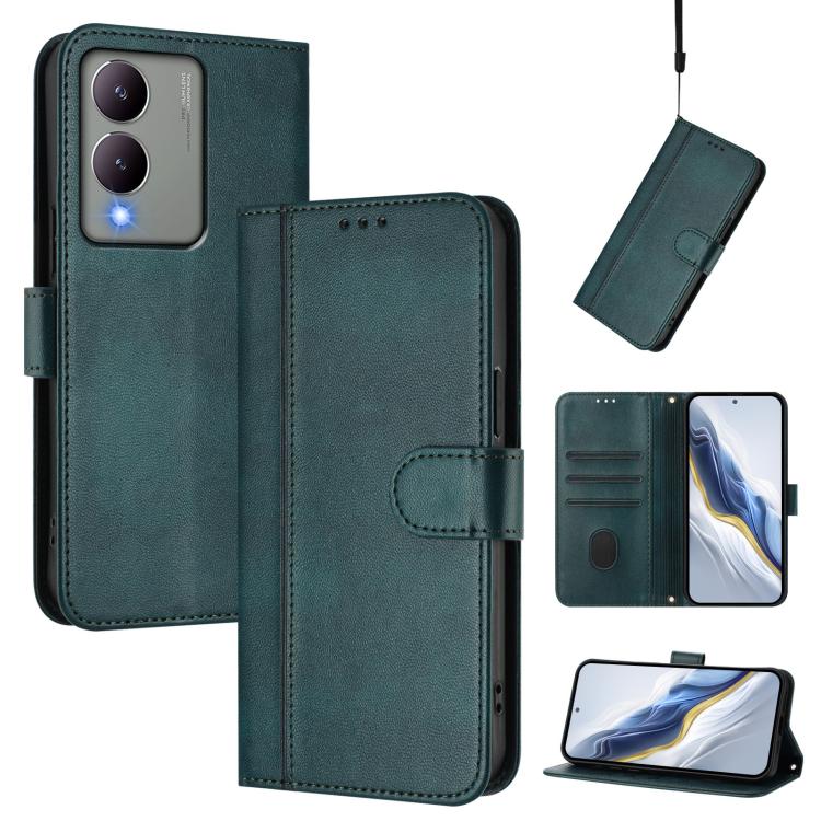 Line Splicing Buckle Retro Leather Phone Case, For vivo V29 5G Global / V29 Pro, For vivo Y17s 4G Global / Y17s 5G India, For vivo Y78+ 5G / Y78 Global / V29 Lite, For vivo Y100 5G / Y100A 5G India, For vivo Y02A 4G / Y02 4G / Y11 2023                 ...