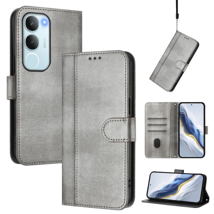Line Splicing Buckle Retro Leather Phone Case, For vivo Y19s 4G Global, For vivo X200 Pro mini, For vivo Y100 5G IDN / T3 5G IDN, For vivo V40e 5G India / iQOO Z9s 5G, For vivo V40 5G / V40 Pro 5G Global, For vivo iQOO Z9s Pro 5G / T3 Pro 5G India