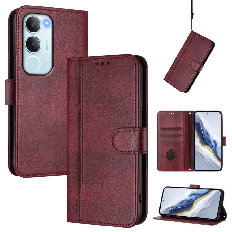 Line Splicing Buckle Retro Leather Phone Case, For vivo Y19s 4G Global, For vivo X200 Pro mini, For vivo Y100 5G IDN / T3 5G IDN, For vivo V40e 5G India / iQOO Z9s 5G, For vivo V40 5G / V40 Pro 5G Global, For vivo iQOO Z9s Pro 5G / T3 Pro 5G India