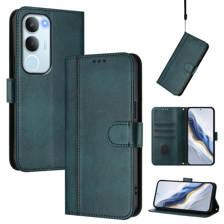 Line Splicing Buckle Retro Leather Phone Case, For vivo Y19s 4G Global, For vivo X200 Pro mini, For vivo Y100 5G IDN / T3 5G IDN, For vivo V40e 5G India / iQOO Z9s 5G, For vivo V40 5G / V40 Pro 5G Global, For vivo iQOO Z9s Pro 5G / T3 Pro 5G India