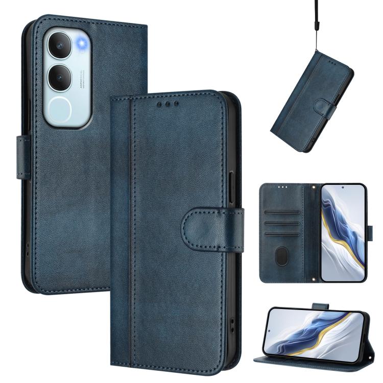Line Splicing Buckle Retro Leather Phone Case, For vivo Y19s 4G Global, For vivo X200 Pro mini, For vivo Y100 5G IDN / T3 5G IDN, For vivo V40e 5G India / iQOO Z9s 5G, For vivo V40 5G / V40 Pro 5G Global, For vivo iQOO Z9s Pro 5G / T3 Pro 5G India