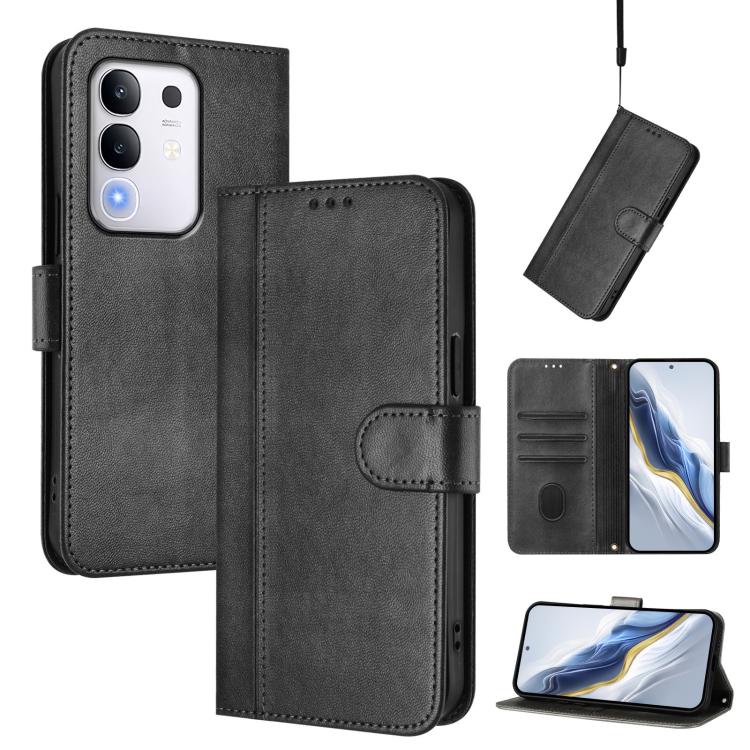 Line Splicing Buckle Retro Leather Phone Case, For vivo Y29 4G Global, For vivo V50 5G Global, For vivo S20 5G, For vivo S20 Pro 5G, For vivo V40 Lite 5G IDN / Y300 5G Global, For vivo V40 Lite 4G IDN / Y300 5G IDN
