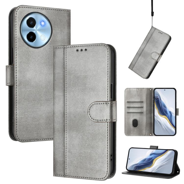 Line Splicing Buckle Retro Leather Phone Case, For vivo Y03 4G / Y18 4G Global, For vivo V30E 5G Global / V40 Lite 5G, For vivo S19, For vivo Y28 4G Global, For vivo X100s 5G, For vivo Y38 5G / T3x 5G Global