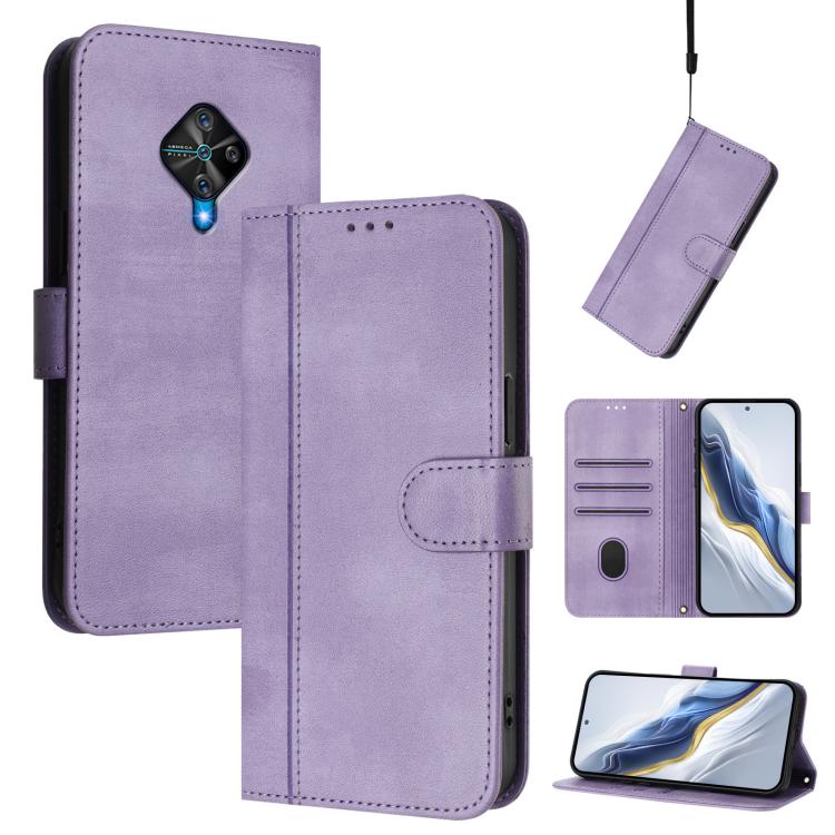 Line Splicing Buckle Retro Leather Phone Case, For vivo Y76 5G, For vivo Y73 2021, For vivo Y52s 5G / iQOO U3 / Y31s 5G, For vivo Y31 4G 2021 India / Y51A 2021, For vivo Y70s, For vivo Y30 4G Global