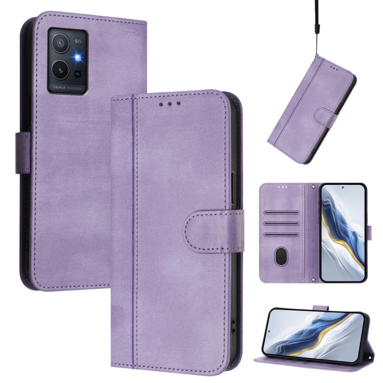 Line Splicing Buckle Retro Leather Phone Case, For vivo V27 5G / V27 Pro 5G Global, For vivo V27e 4G / T2 4G Global, For vivo Y72 5G / Y52 5G / iQOO Z3, For vivo Y35 4G / Y22s 4G / Y22 4G Global, For vivo Y55s 5G 2023 / Y30 5G                          ...