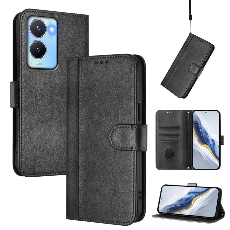 Line Splicing Buckle Retro Leather Phone Case, For vivo V29 5G Global / V29 Pro, For vivo Y17s 4G Global / Y17s 5G India, For vivo Y78+ 5G / Y78 Global / V29 Lite, For vivo Y100 5G / Y100A 5G India, For vivo Y02A 4G / Y02 4G / Y11 2023                 ...