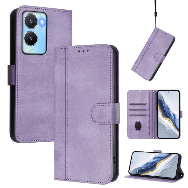 Line Splicing Buckle Retro Leather Phone Case, For vivo V29 5G Global / V29 Pro, For vivo Y17s 4G Global / Y17s 5G India, For vivo Y78+ 5G / Y78 Global / V29 Lite, For vivo Y100 5G / Y100A 5G India, For vivo Y02A 4G / Y02 4G / Y11 2023                 ...