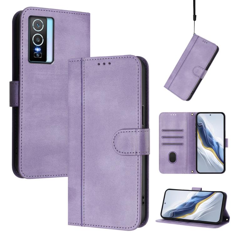 Line Splicing Buckle Retro Leather Phone Case, For vivo Y76 5G, For vivo Y73 2021, For vivo Y52s 5G / iQOO U3 / Y31s 5G, For vivo Y31 4G 2021 India / Y51A 2021, For vivo Y70s, For vivo Y30 4G Global