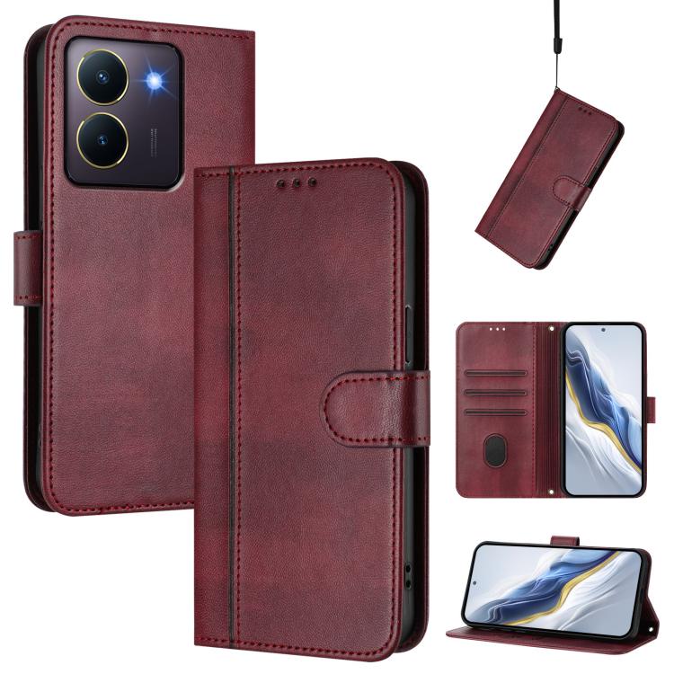 Line Splicing Buckle Retro Leather Phone Case, For vivo iQOO Z9x, For vivo Y20 / Y20i / Y20s / Y11s / Y12s, For vivo iQOO Z9 5G / iQOO Z9 Turbo 5G, For vivo V30 5G / V30 Pro 5G Global, For vivo V29e 5G / V30 Lite 5G Global                              ...