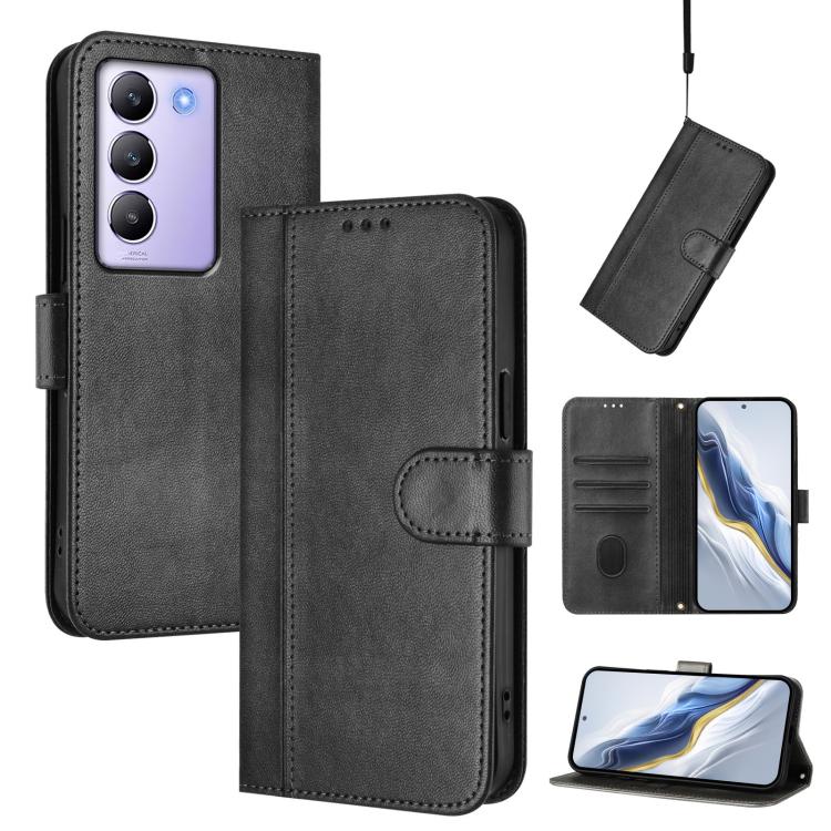 Line Splicing Buckle Retro Leather Phone Case, For vivo Y19s 4G Global, For vivo X200 Pro mini, For vivo Y100 5G IDN / T3 5G IDN, For vivo V40e 5G India / iQOO Z9s 5G, For vivo V40 5G / V40 Pro 5G Global, For vivo iQOO Z9s Pro 5G / T3 Pro 5G India