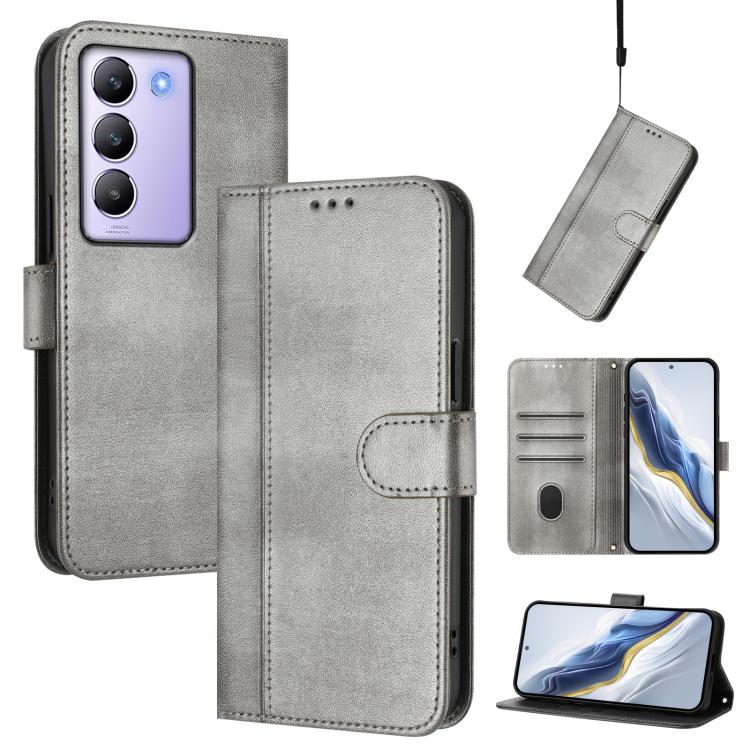 Line Splicing Buckle Retro Leather Phone Case, For vivo Y19s 4G Global, For vivo X200 Pro mini, For vivo Y100 5G IDN / T3 5G IDN, For vivo V40e 5G India / iQOO Z9s 5G, For vivo V40 5G / V40 Pro 5G Global, For vivo iQOO Z9s Pro 5G / T3 Pro 5G India