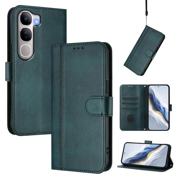 Line Splicing Buckle Retro Leather Phone Case, For vivo Y29 4G Global, For vivo V50 5G Global, For vivo S20 5G, For vivo S20 Pro 5G, For vivo V40 Lite 5G IDN / Y300 5G Global, For vivo V40 Lite 4G IDN / Y300 5G IDN