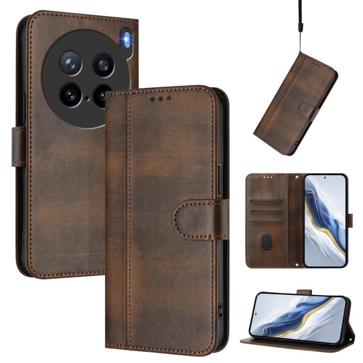 Line Splicing Buckle Retro Leather Phone Case, For vivo S30 Pro mini, For vivo S30, For vivo X200s 5G, For vivo Y39 5G Global, For vivo V50 Lite 5G Global / V40 Lite 4G, For vivo Y04 4G Global / Y29s 5G