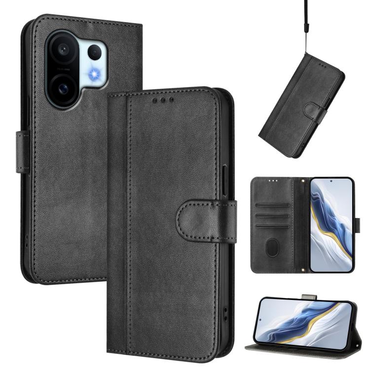 Line Splicing Buckle Retro Leather Phone Case, For vivo S30 Pro mini, For vivo S30, For vivo X200s 5G, For vivo Y39 5G Global, For vivo V50 Lite 5G Global / V40 Lite 4G, For vivo Y04 4G Global / Y29s 5G