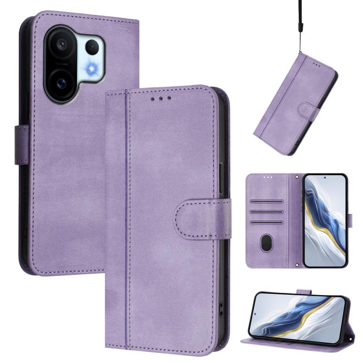 Line Splicing Buckle Retro Leather Phone Case, For vivo S30 Pro mini, For vivo S30, For vivo X200s 5G, For vivo Y39 5G Global, For vivo V50 Lite 5G Global / V40 Lite 4G, For vivo Y04 4G Global / Y29s 5G