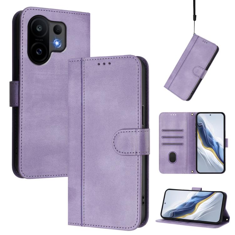 Line Splicing Buckle Retro Leather Phone Case, For vivo S30 Pro mini, For vivo S30, For vivo X200s 5G, For vivo Y39 5G Global, For vivo V50 Lite 5G Global / V40 Lite 4G, For vivo Y04 4G Global / Y29s 5G